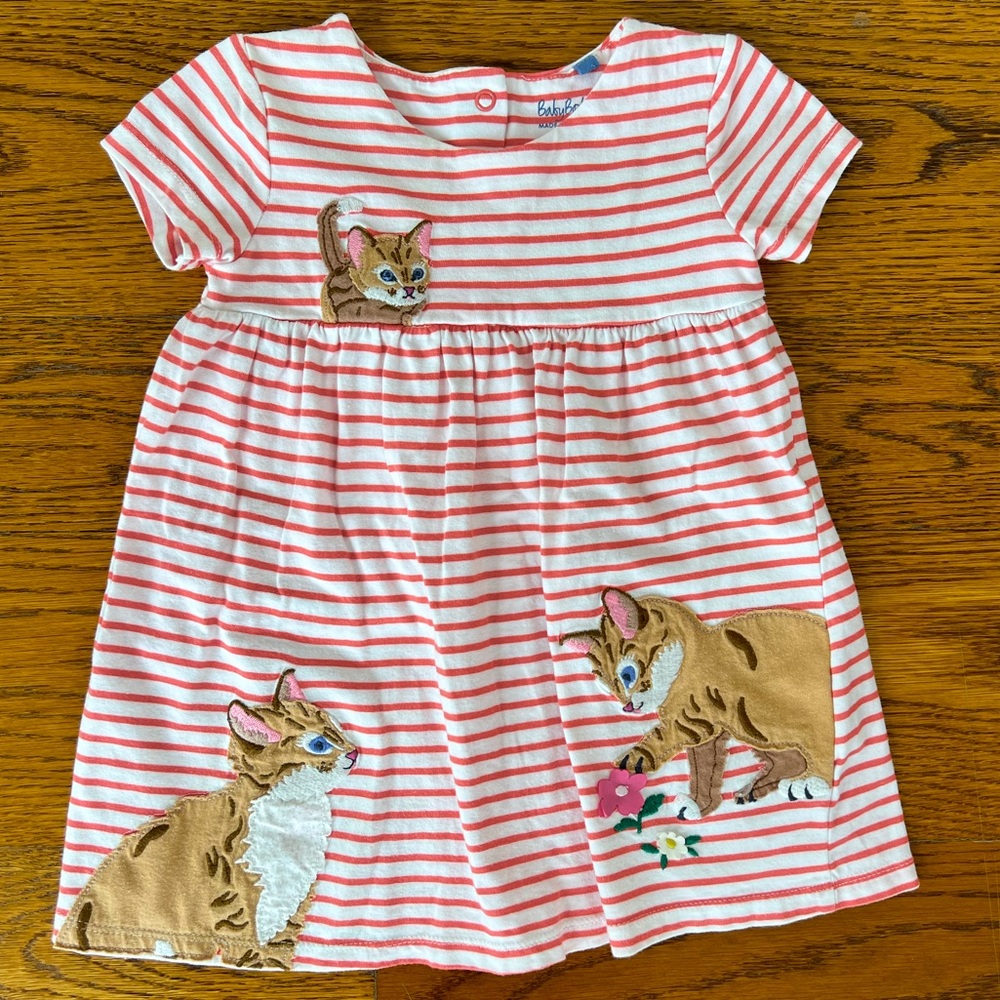 Baby Boden embroidered kitten dress - Size 12-18 months